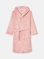 Joules Luna Pink Fleece Dressing Gown with Hood - Image 4 of 4