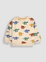 JoJo Maman Bébé Natural Dinosaur Construction Vehicle Print Sweatshirt - Image 1 of 8