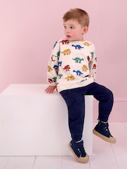 JoJo Maman Bébé Natural Dinosaur Construction Vehicle Print Sweatshirt - Image 6 of 8