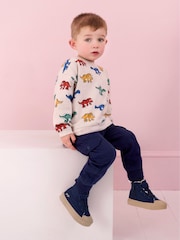 JoJo Maman Bébé Natural Dinosaur Construction Vehicle Print Sweatshirt - Image 7 of 8