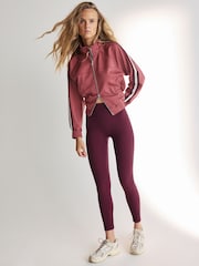 Wine Red Ribbed Seamless High Waist Leggings - Image 1 of 6