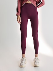 Wine Red Ribbed Seamless High Waist Leggings - Image 3 of 6