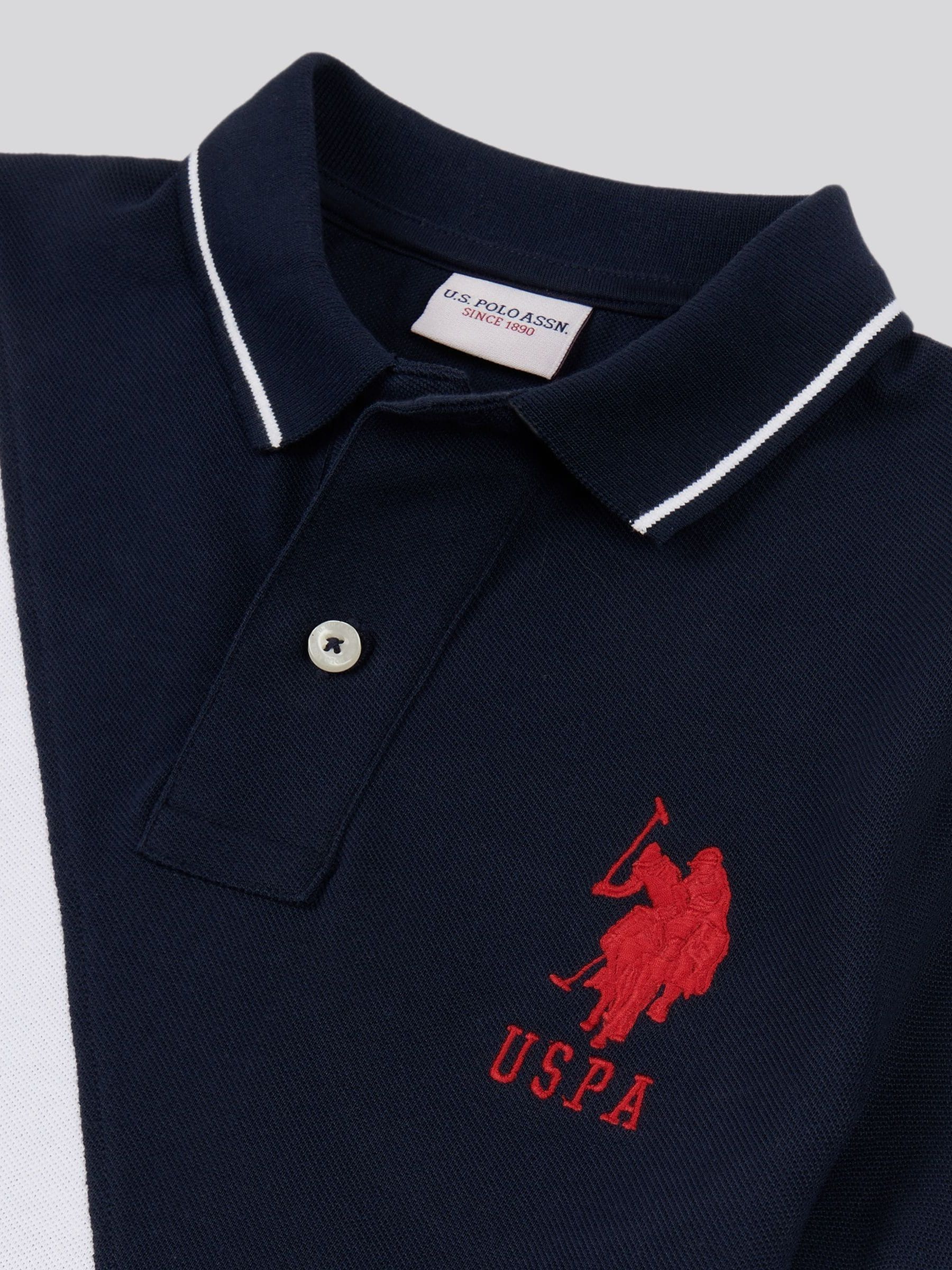 Boys U.S. Polo Assn. Blue 100 Cotton Player 3 Sash Polo Shirt Blue