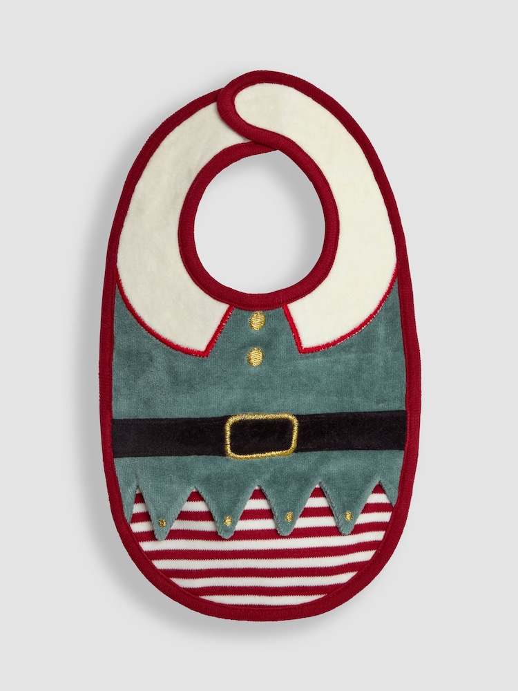 JoJo Maman Bébé Cream Christmas Elf Bib - Image 1 of 3