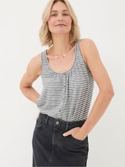 FatFace Flora Black Cotton Linen Stripe Vest - Image 1 of 5
