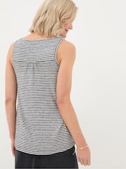 FatFace Flora Black Cotton Linen Stripe Vest - Image 2 of 5