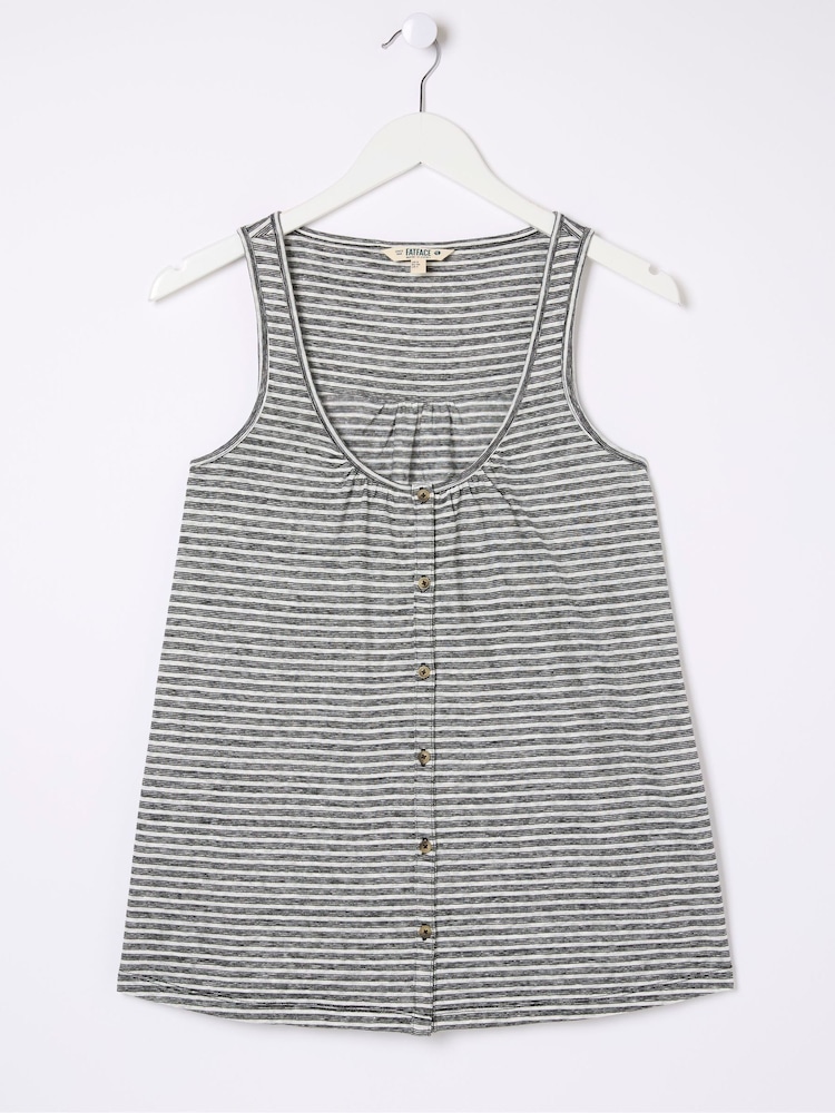 FatFace Flora Black Cotton Linen Stripe Vest - Image 5 of 5