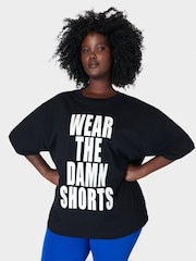 Sweaty Betty Black 100% Cotton Wear The Damn Shorts T-Shirt - Image 1 of 8
