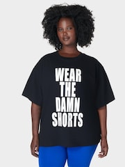 Sweaty Betty Black 100% Cotton Wear The Damn Shorts T-Shirt - Image 3 of 8