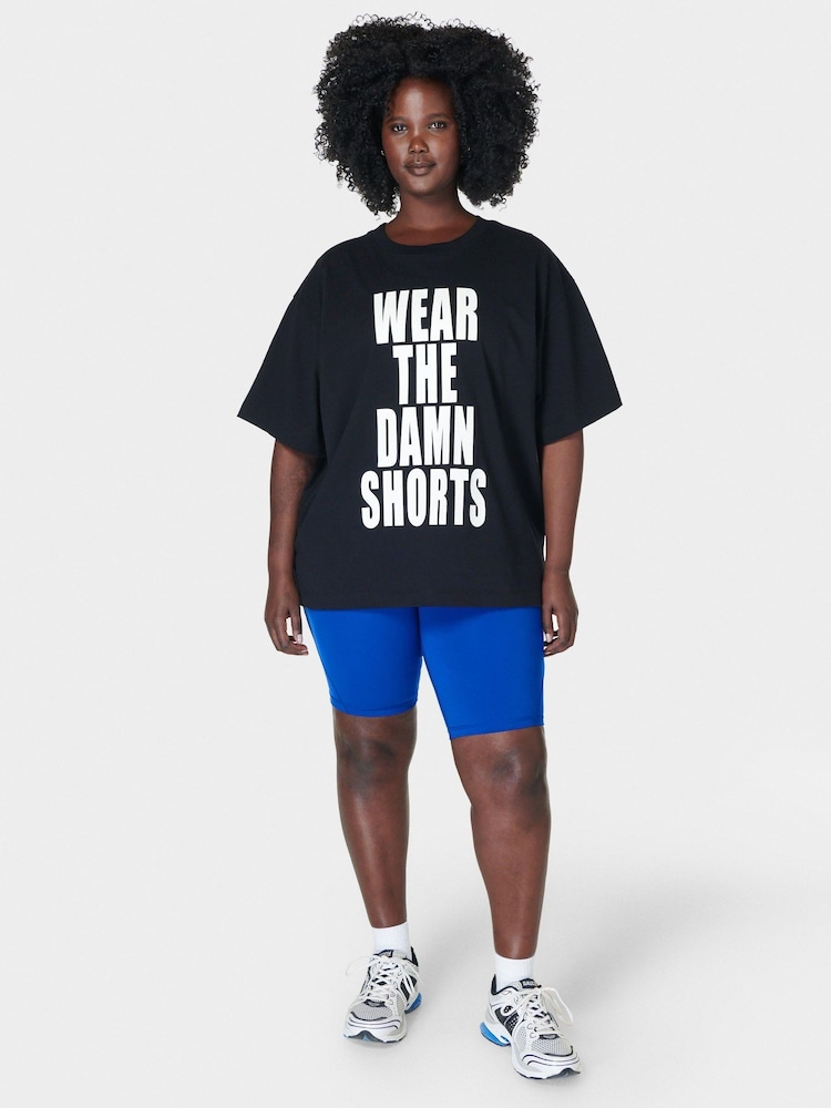 Sweaty Betty Black 100% Cotton Wear The Damn Shorts T-Shirt - Image 4 of 8