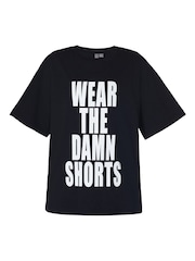 Sweaty Betty Black 100% Cotton Wear The Damn Shorts T-Shirt - Image 8 of 8