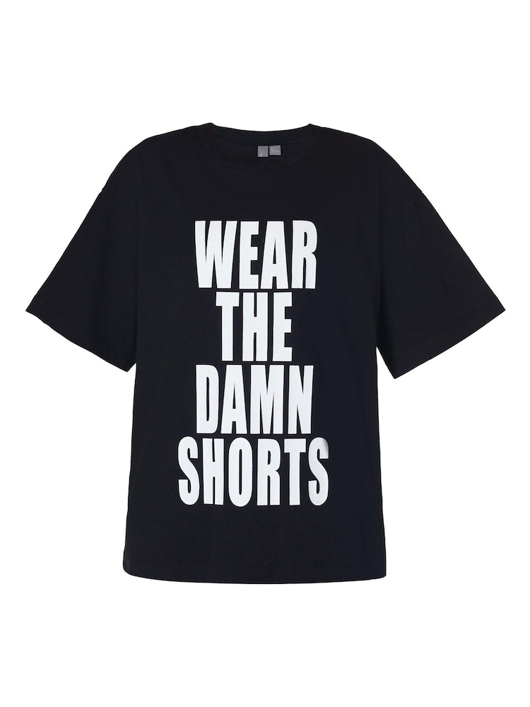 Sweaty Betty Black 100% Cotton Wear The Damn Shorts T-Shirt - Image 8 of 8