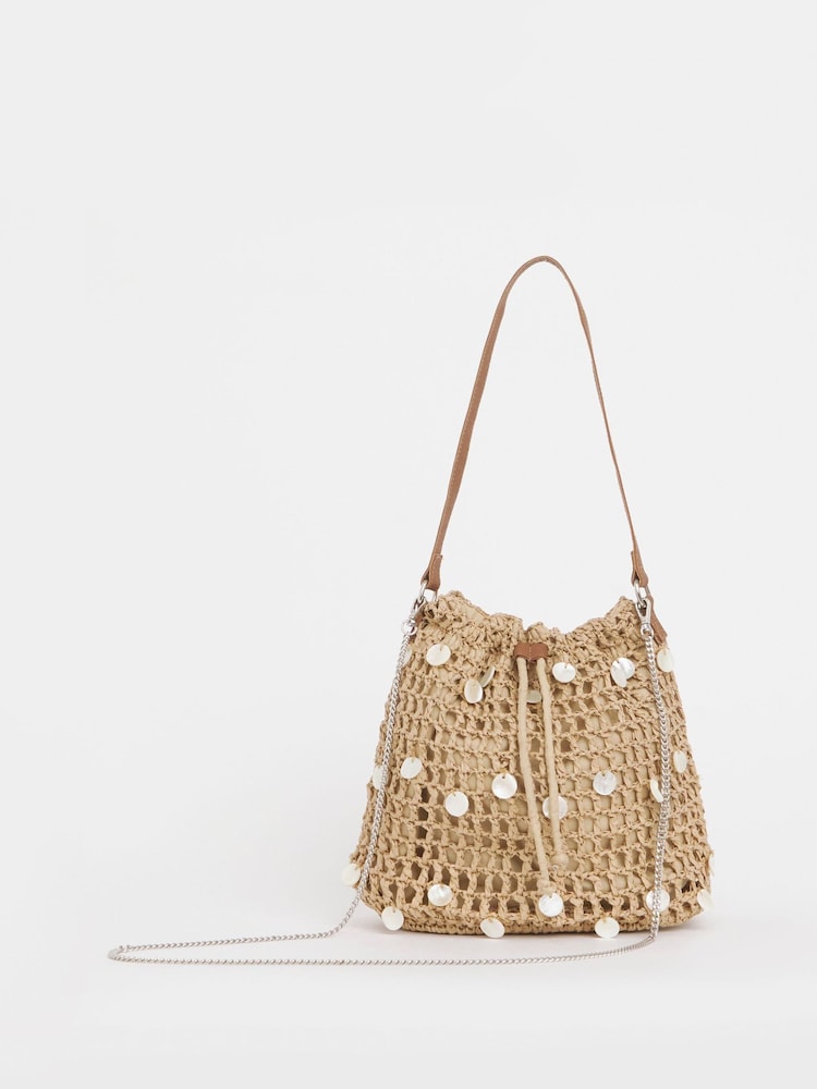 JD Williams Natural Raffia Pouch 100% Cotton Bag - Image 1 of 4 JD Williams Natural Raffia Pouch 100% Cotton Bag - Image 1 of 4