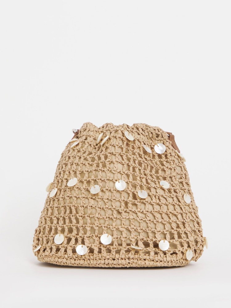 JD Williams Natural Raffia Pouch 100% Cotton Bag - Image 2 of 4 JD Williams Natural Raffia Pouch 100% Cotton Bag - Image 2 of 4