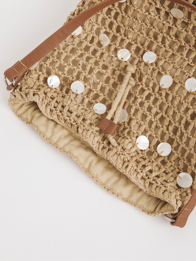 JD Williams Natural Raffia Pouch 100% Cotton Bag - Image 4 of 4 JD Williams Natural Raffia Pouch 100% Cotton Bag - Image 4 of 4