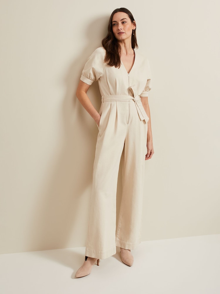 Phase Eight Cream Florisa Denim Jumpsuit - Image 1 of 7