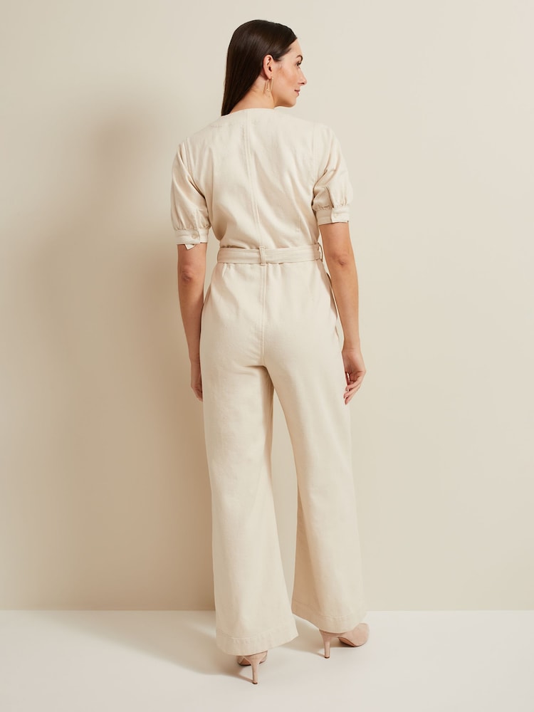 Phase Eight Cream Florisa Denim Jumpsuit - Image 2 of 7