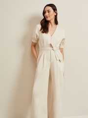 Phase Eight Cream Florisa Denim Jumpsuit - Image 3 of 7
