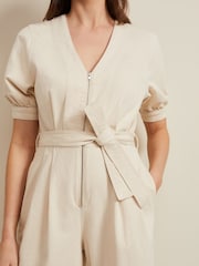 Phase Eight Cream Florisa Denim Jumpsuit - Image 4 of 7