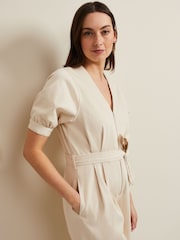 Phase Eight Cream Florisa Denim Jumpsuit - Image 5 of 7