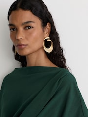 Reiss Teal Green Beth Off-Shoulder Tuck-Detail Midi Dress - Image 4 of 7