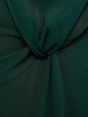 Reiss Teal Green Beth Off-Shoulder Tuck-Detail Midi Dress - Image 7 of 7