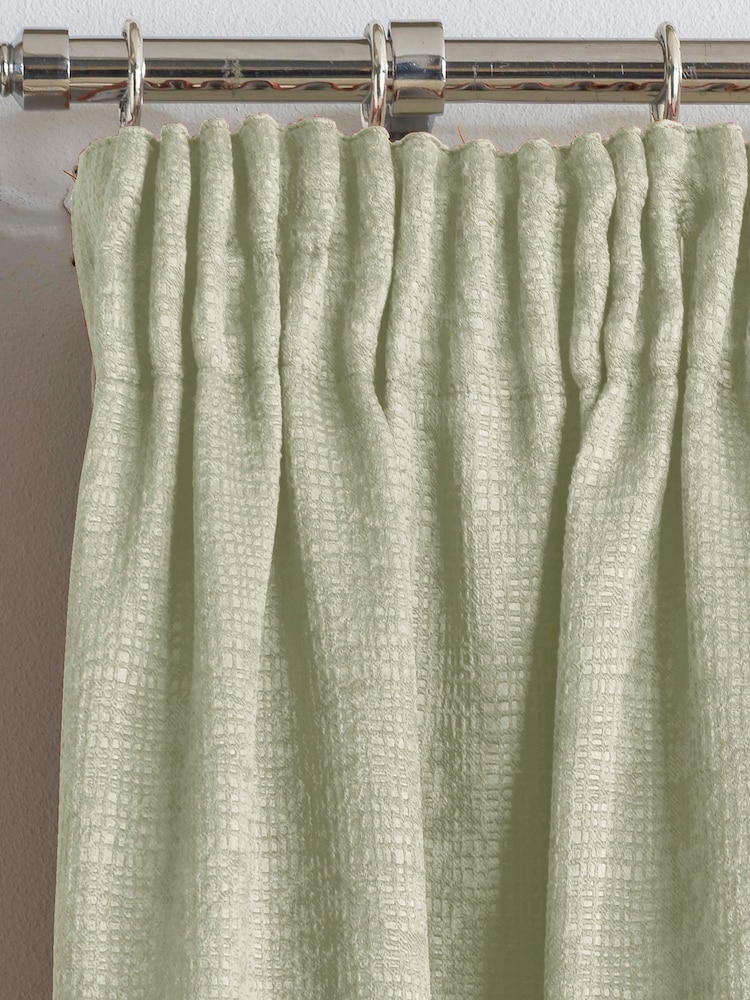 Enhanced Living Green Matrix Ready Made Blackout Pencil Pleat Curtains - Image 2 of 4