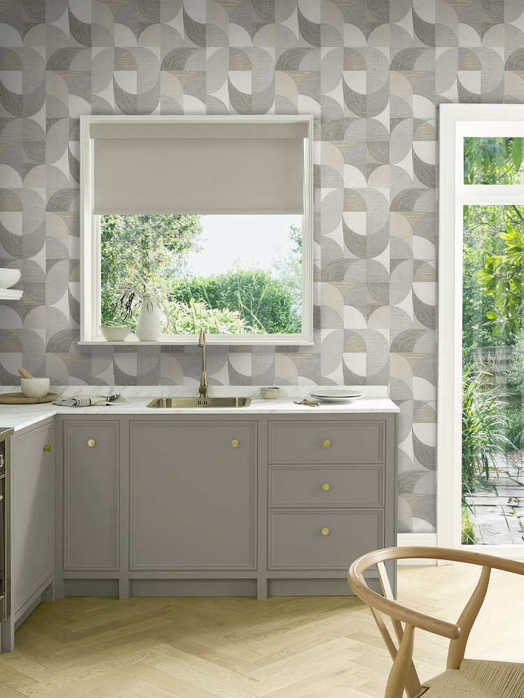 Graham & Brown Natural Stitch Craze Taupe Wallpaper Sample - Image 1 of 3