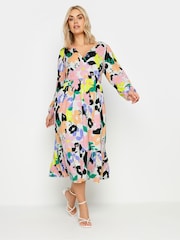 Yours Curve White LIMITED COLLECTION Floral Print Textured Wrap Dress - Image 1 of 6