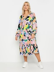 Yours Curve White LIMITED COLLECTION Floral Print Textured Wrap Dress - Image 2 of 6