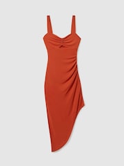 Reiss Rust Carla Jersey Ruched Midi Dress - Image 2 of 8