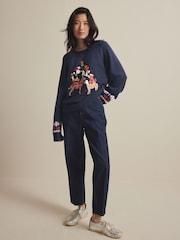 Blue Navy Dog Graphic Knitted Christmas Jumper - Image 2 of 7
