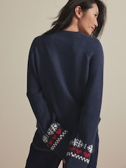 Blue Navy Dog Graphic Knitted Christmas Jumper - Image 4 of 7