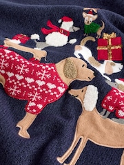 Blue Navy Dog Graphic Knitted Christmas Jumper - Image 7 of 7