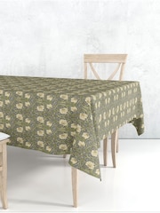 William Morris Gallery Grey Pimpernel 100% Cotton Wipe Clean Table Cloth - Image 1 of 2