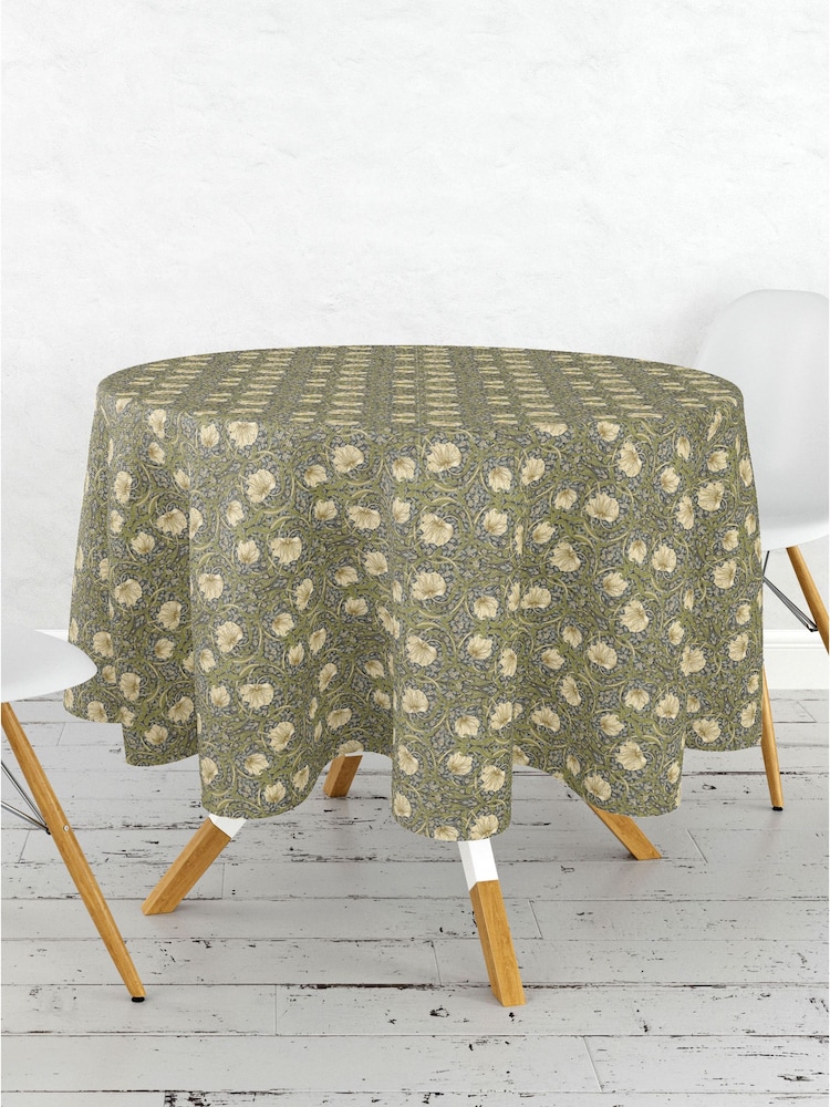 William Morris Gallery Grey Pimpernel 100% Cotton Wipe Clean Table Cloth - Image 2 of 2