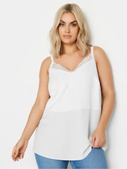 Yours Curve White Lace Trim Cami Top - Image 1 of 5