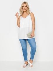Yours Curve White Lace Trim Cami Top - Image 2 of 5