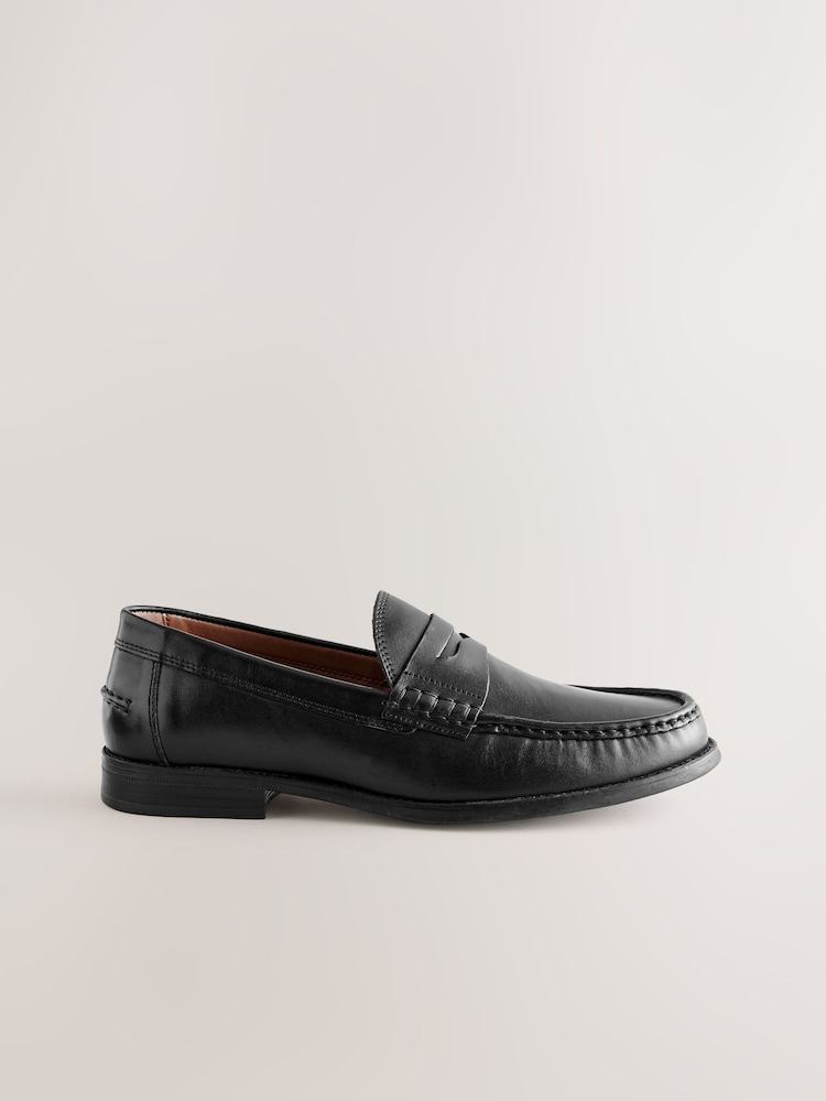 Black Standard Fit Penny Loafers - Image 3 of 6