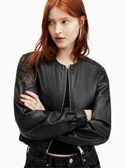 AllSaints Black Everly Bomber Jacket - Image 1 of 7