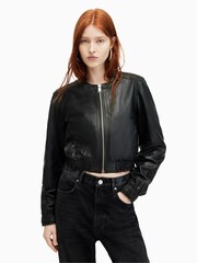 AllSaints Black Everly Bomber Jacket - Image 2 of 7