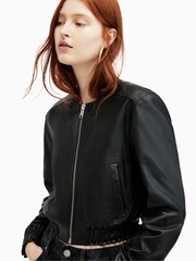 AllSaints Black Everly Bomber Jacket - Image 4 of 7