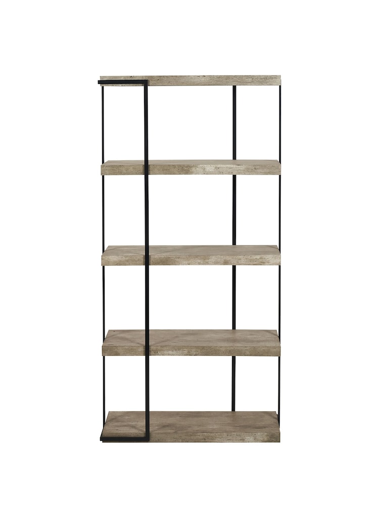 Pacific Grey Concrete Effect Wood and Iron 5 Shelf Unit - Image 2 of 6