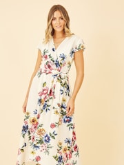 Mela Cream Wrap Dip Hem Dress - Image 2 of 5