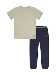 Lyle & Scott Grey Boys Onyx T-Shirt And Cuffed Pant Set - Image 1 of 5