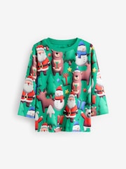 Green Long Sleeve Christmas 100% Cotton T-Shirt (3mths-7yrs) - Image 5 of 7