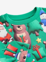 Green Long Sleeve Christmas 100% Cotton T-Shirt (3mths-7yrs) - Image 7 of 7