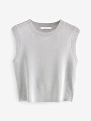Silver Sparkle Sleeveless Knitted Vest Tank Top - Image 4 of 7