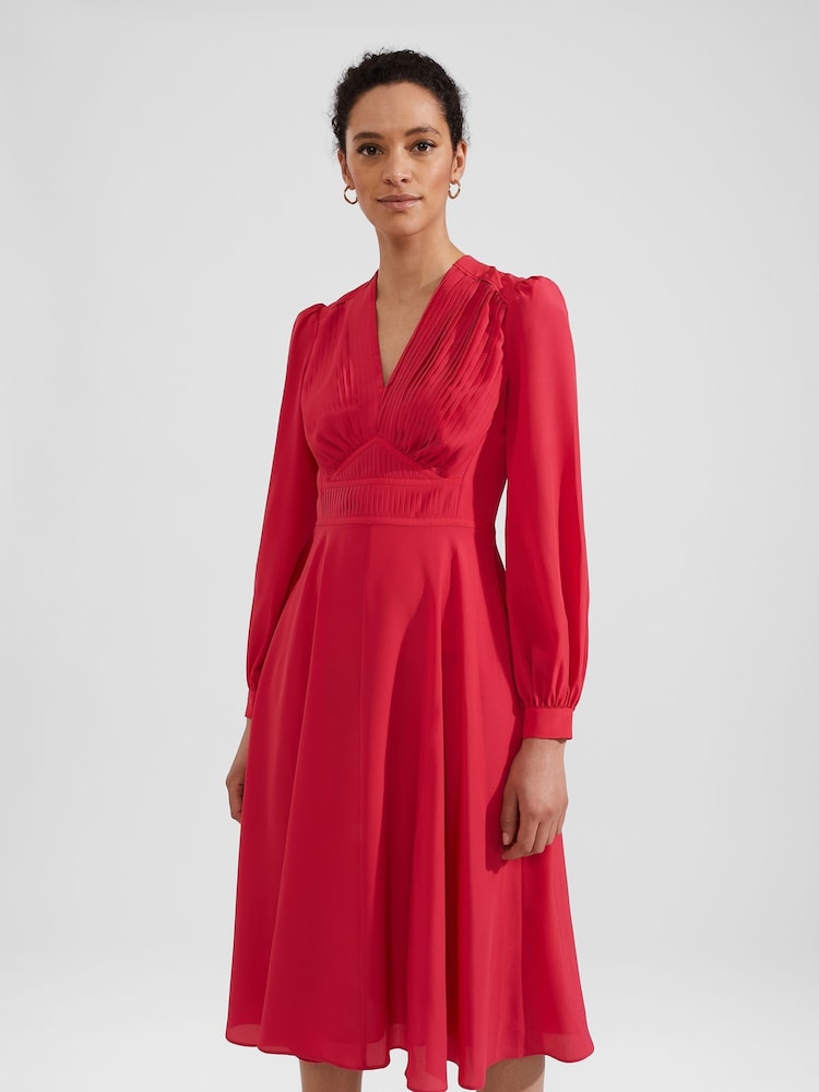 Hobbs Pink Adrianna Midi Dress - Image 1 of 4