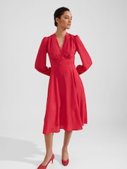 Hobbs Pink Adrianna Midi Dress - Image 3 of 4